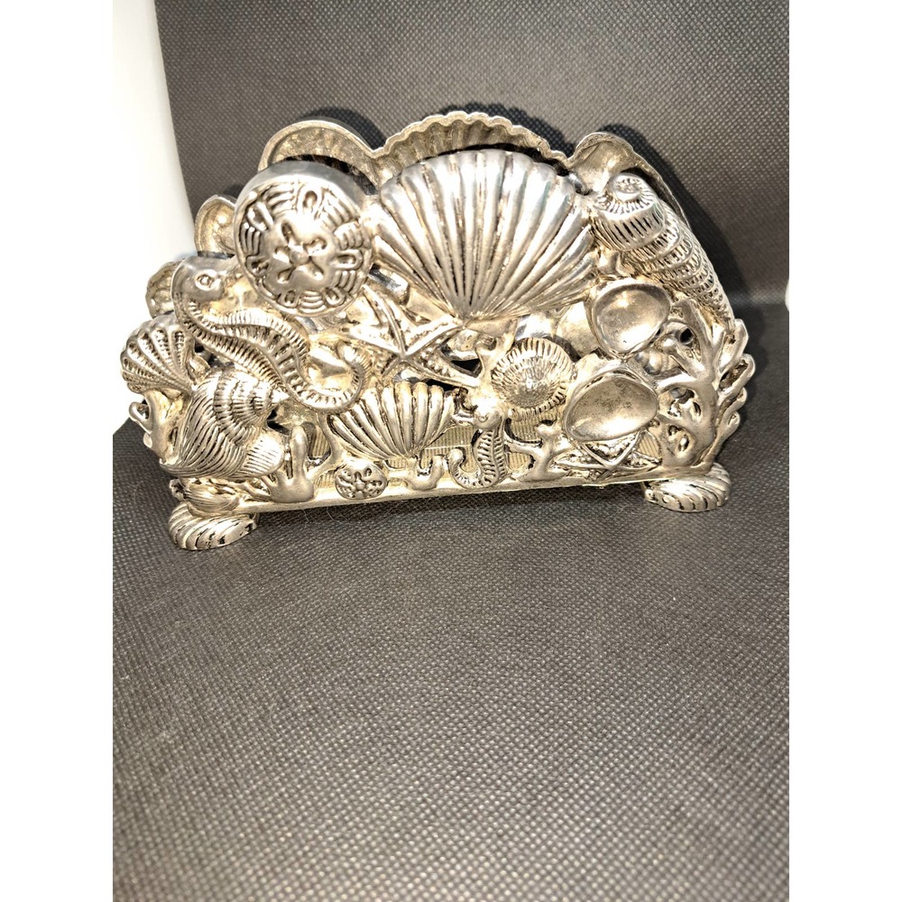 VintagGodinger Seashell Seahorse Starfish Napkin Holder 1994 Beach Decor Vintage